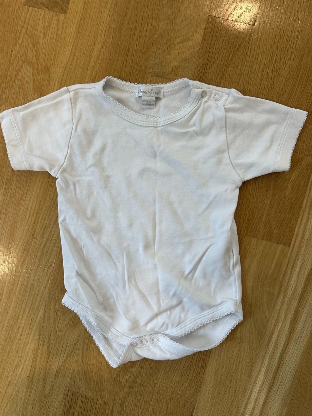 Kissy Kissy Classic White Baby Bodysuit - Soft Cotton, 9 months